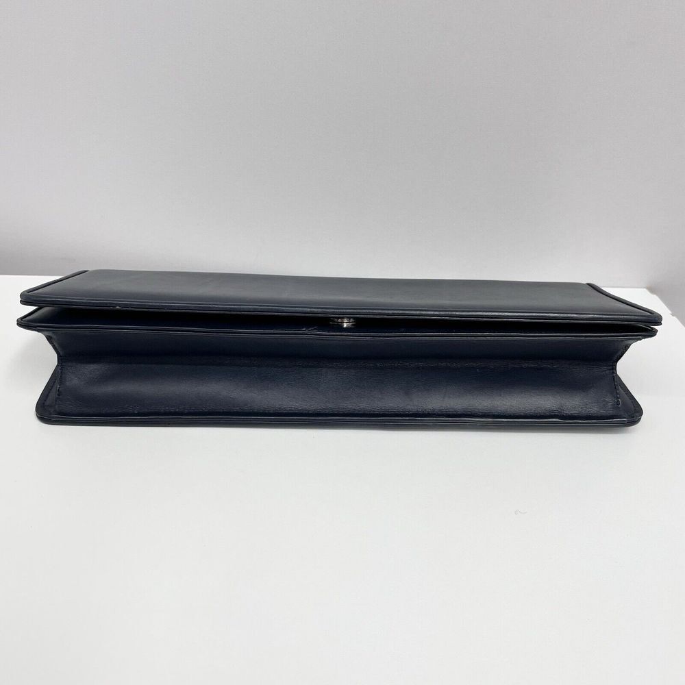 Vintage Salvatore Ferragamo Leather‎ Shoulder Bag or Clutch Navy Blue Rectangle - Picture 8 of 15